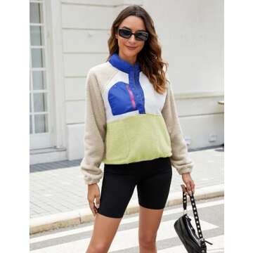 AMEBELLE Women’s Lightweight Fleece Pullover Jacket Cropped Fall Winter Fuzzy Sherpa Jacket Sweats...