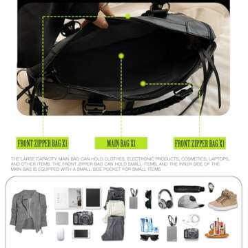 Crossbody Tote Bags for Women Punk Faux Leather Hobo Rivet Purse with Multi Pockets and Studs Design Trendy Punk Rivet Studded Shoulder Bag Work Boston Goth Bag, Black