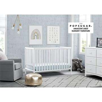 Delta Children Heartland 4-in-1 Convertible Crib - Greenguard Gold Certified, Bianca White