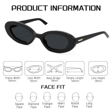 YuJian Retro Oval Sunglasses for Men and Women