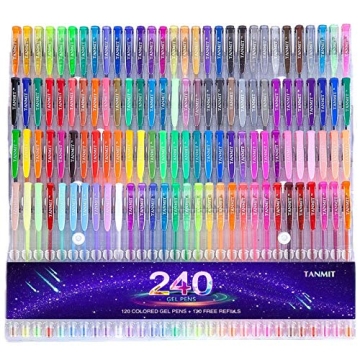 Gel Pens,Tanmit Gel Pens Set, 120 Colored Gel Pen plus 120 Refills for Adults Coloring Books, Drawin...