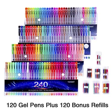Tanmit 120 Colored Gel Pens Set with Refills for Art