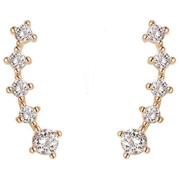 Stylish PAVOI Rose Gold-Plated Climber Earrings with Pearl