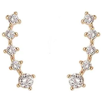 Stylish PAVOI Rose Gold-Plated Climber Earrings with Pearl