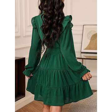 blibean Tween Girls Fall Dresses Teen Kids Girl Maxi Ruffle Long Sleeve Dresses Spring Semi Formal P...