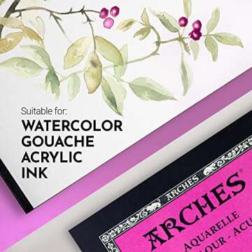 Arches Watercolor Pad 9x12-inch Natural White 100% Cotton Paper - 12 Sheet Arches Hot Press Watercolor Paper 140 lb Pad - Arches Art Paper for Watercolor Gouache Ink Acrylic and More