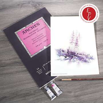Arches Watercolor Pad 9x12-inch Natural White 100% Cotton Paper - 12 Sheet Arches Hot Press Watercolor Paper 140 lb Pad - Arches Art Paper for Watercolor Gouache Ink Acrylic and More