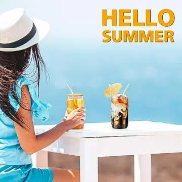 Stylish Sungwoo Glass Cups with Lids and Straws