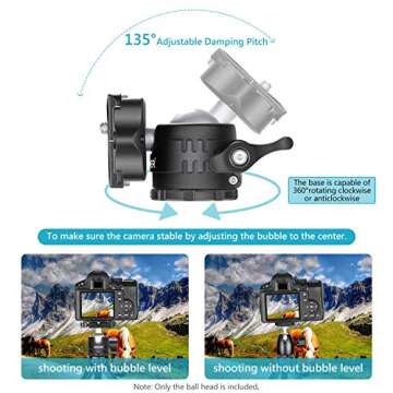 NEEWER 28mm Low Profile Tripod Ball Joint 360° Pan Rotation with 1/4" Arca Type Quick Release Plate and Spirit Level for Tripods, Monopods, Max Load: 6.6LB/5kg