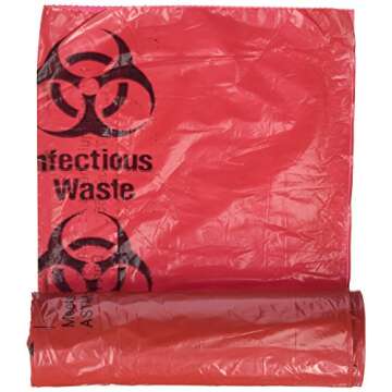 Medical Action Infectious Waste Bag, Red, 3 Gallon, 14.5" x 19", 20/Roll