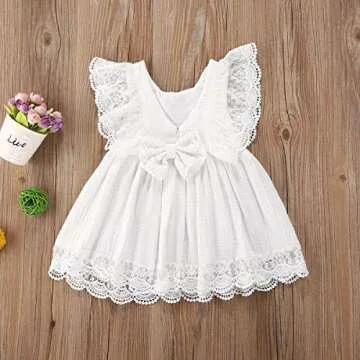 Toddler Baby Girl Infant Comfy Cotton Linen Lace Princess Overall Dress Sundress