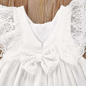 Toddler Baby Girl Infant Comfy Cotton Linen Lace Princess Overall Dress Sundress