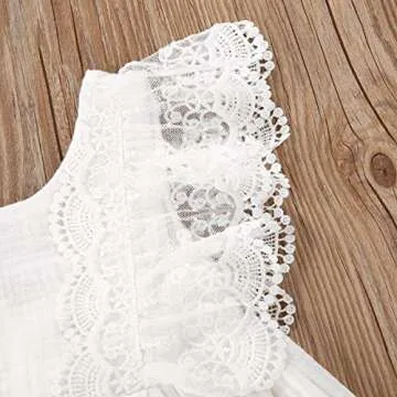 Toddler Baby Girl Infant Comfy Cotton Linen Lace Princess Overall Dress Sundress