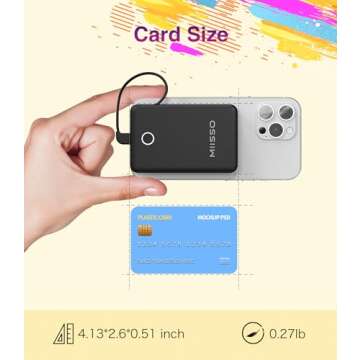 6000mah Ultra Slim Built in Cables Power Bank, Card Size Built in USB C Cords Battery Pack Portable Charger for phones, 3 Output External Battery Pack Compatible with iPhone, Samsung and Heated Vest