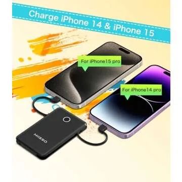 Ultra Slim 6000mAh Power Bank with Built-In Cables