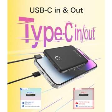 6000mah Ultra Slim Built in Cables Power Bank, Card Size Built in USB C Cords Battery Pack Portable Charger for phones, 3 Output External Battery Pack Compatible with iPhone, Samsung and Heated Vest