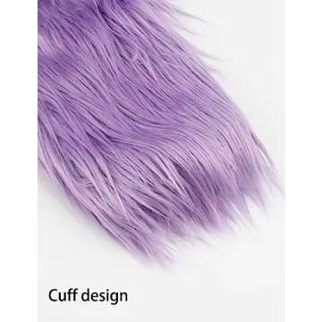 Gihuo Women' s Cropped Faux Fur Jacket Coat Parka Shaggy Furry Coat Long Sleeve 2023 Winter Outerwear Fluffy Jacket(Purple-S)