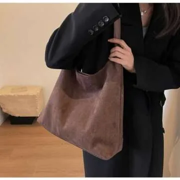 2 Pcs Slouchy Hobo Bags Women Suede Crescent Satchels Shoulder Bag Crossbody Purse Top-handle College Tote Handbag 2024