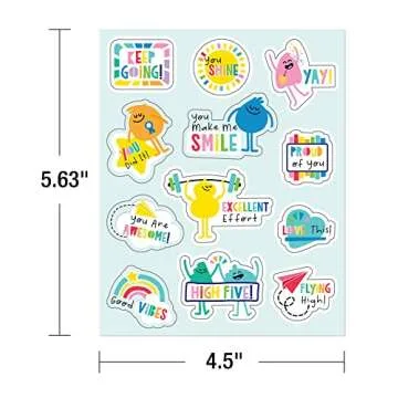 Carson Dellosa Happy Place Motivational Sticker Pack, 72 Inspirational Stickers for School Supplies, Reward Stickers, Game Prizes, Positive Affirmation Stickers (6 Sheets)