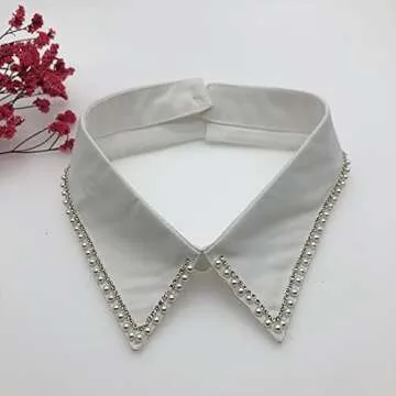 Detachable Dickey Collar Half Shirt Blouse False Collar Crystal Pearl Lapel Fake Collar Choker Peter...