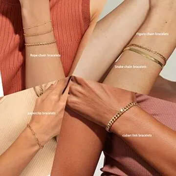 Gokeey Reoxvo 14K Gold Plated Snake Herrinbone Chain Bracelets Set for Women Dainty Gold Bracelets Set for Women Trendy Gold Stackable Bracelets 3pcs