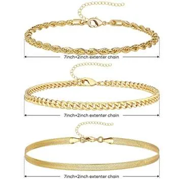 Gokeey Reoxvo 14K Gold Plated Snake Herrinbone Chain Bracelets Set for Women Dainty Gold Bracelets Set for Women Trendy Gold Stackable Bracelets 3pcs