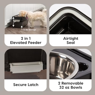 IRIS USA Elevated Dog Bowls with Airtight Storage