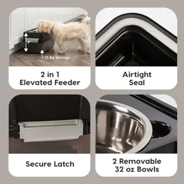 IRIS USA Elevated Dog Bowls with Airtight Storage