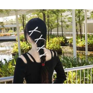 XFYUZR Women Hair Clips Set - Long Tail Ribbon Bow Clips, Ponytail Holders, Claw Clips for Girls in White and Pink, 10 Pieces