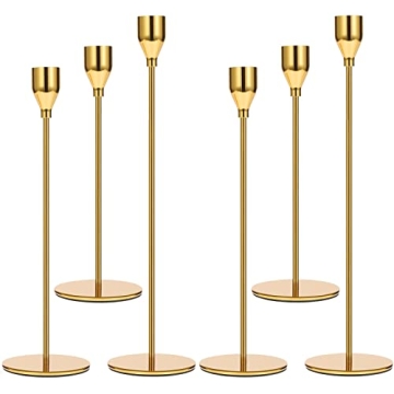 Elegant 6PCS Gold Candlestick Holders - Perfect for Weddings & Home Decor
