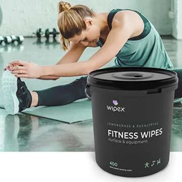 Wipex Gym Wipes Fitness Equipment Wipes, Plant-Based Cloth - Lemongrass, Eucalyptus and Vinegar Wipes to Clean Surfaces, Safe Yoga Mat Cleaner Wipes, All Purpose Gym Cleaner, 400 Count