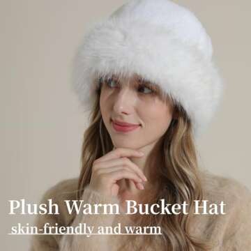 HH HOFNEN Winter Bucket Hat - Fluffy Faux Fur Fisherman