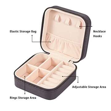LETURE 3 Pieces Small Jewelry Box Organizer for Women Travel, Portable Mini Travel Jewelry Organizer Display Storage Box For Rings Earrings Necklaces Gifts (3PCS BLACK)