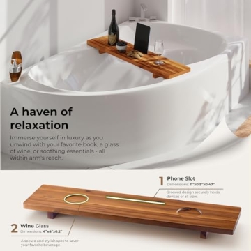 Tinamo Acacia Bathtub Caddy Tray | Luxury & Functionality