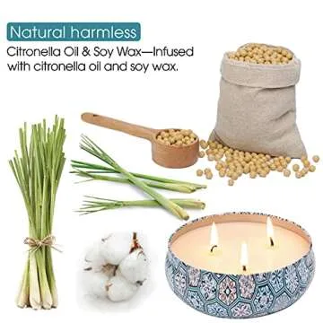 Citronella Candles Outdoor Set 4 Pack for Mosquito Protection