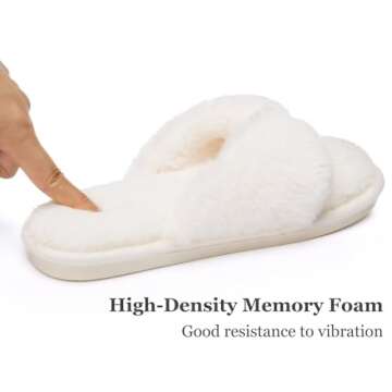 MAXTOP Fluffy House Slippers for Women Open Toe Cute Memory Foam Flip Flop Slippers Indoor Outdoor Soft Slides Shoes