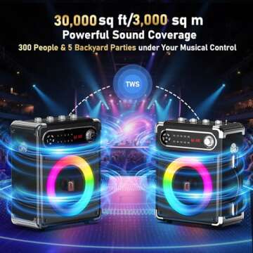 Karaoke Machine with 2 Wireless Microphones【Upgraded 6.5"Woofer & 2"Tweeter】Portable Bluetooth 5...