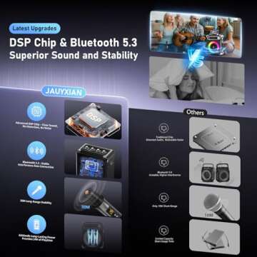 Bluetooth Karaoke Machine with Built-in LED Lights