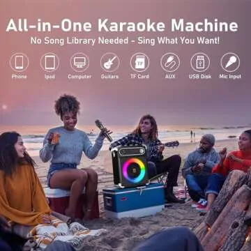 Bluetooth Karaoke Machine with Built-in LED Lights