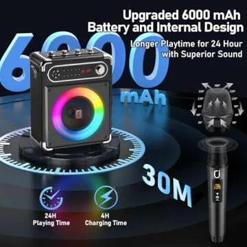 Bluetooth Karaoke Machine with Built-in LED Lights