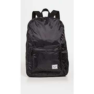 Herschel Packable Daypack Backpack, Black/Black, One Size