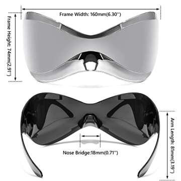 Futuristic Oversized Shield Sunglasses for All