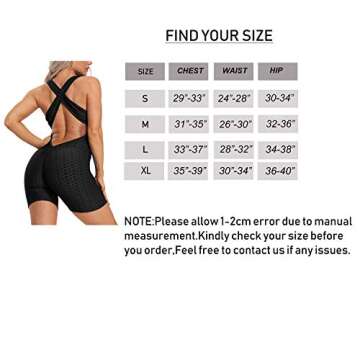 RIOJOY Womens Yoga Jumpsuits Butt Lifting Workout Sexy Romper Texture Bodysuit