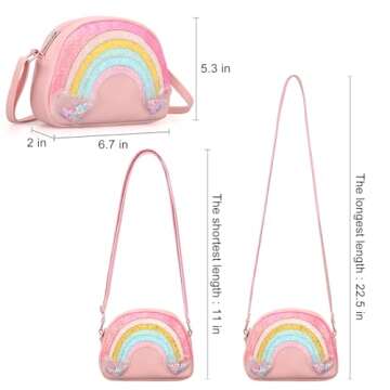 Dksyee Cute Crossbody Bags for Little Girls Toddler Pink Rainbow Crossbody Bag Small Shoulder Bags Kids Wallet Crossbody Purse Handbag Cross Body Bag