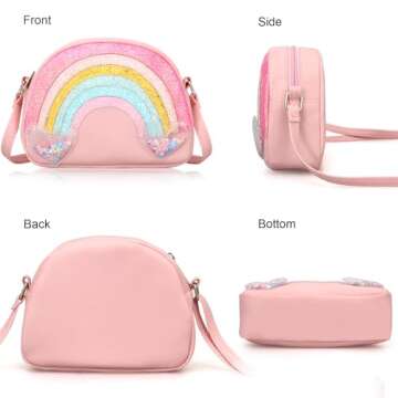 Dksyee Cute Crossbody Bags for Little Girls Toddler Pink Rainbow Crossbody Bag Small Shoulder Bags Kids Wallet Crossbody Purse Handbag Cross Body Bag