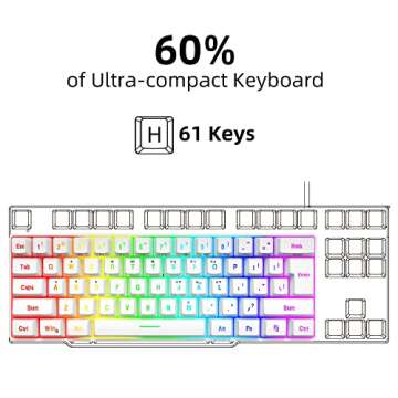 Snpurdiri 60% Wired Gaming Keyboard, 61 Keys RGB Backlit Wrist Rest Ultra-Compact Mini Waterproof Ke...