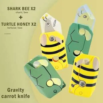 PETBSNVB 4PCS Bee Tortoise Fidget Knife, 3D Gravity Knife Toy, 3D Gravity Plastic, Toy Switchblade, Printed, Printing Knife, Carrot Knife, Sensory Knife Fidget Toys for Kids & Adults