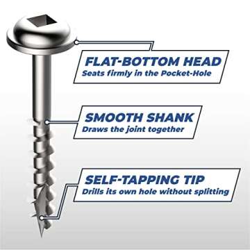 Kreg 1 1/2 Inch Zinc Pocket Screws for Woodworking