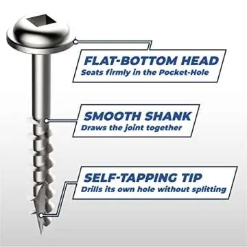 Kreg 1 1/2 Inch Zinc Pocket Screws for Woodworking