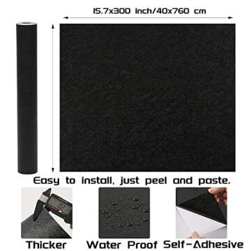 LOVADA Peel and Stick Wallpaper Black Silk Wall Paper - 15.7 x 300 Inch Self Adhesive Wallpaper Peel...